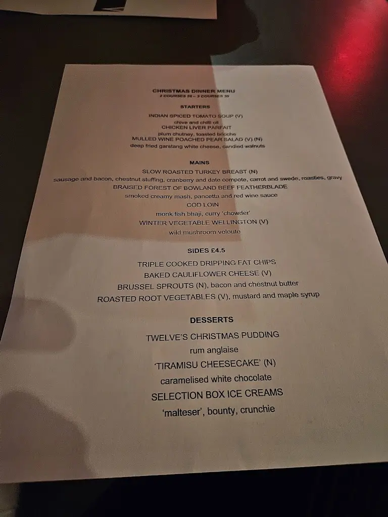 Menu_Twelve Restaurant and Lounge Bar_Cleveleys_immagine_3