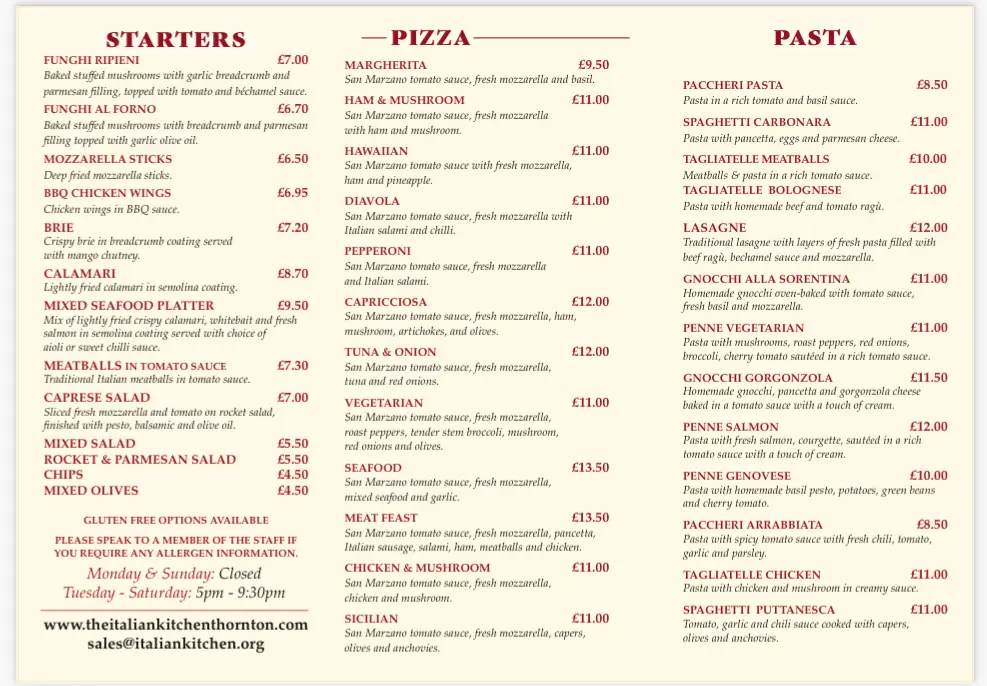 Menu_The Italian Kitchen_Cleveleys_image_2