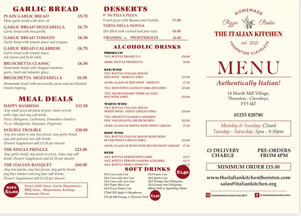 Menu_The Italian Kitchen_Cleveleys_image_3