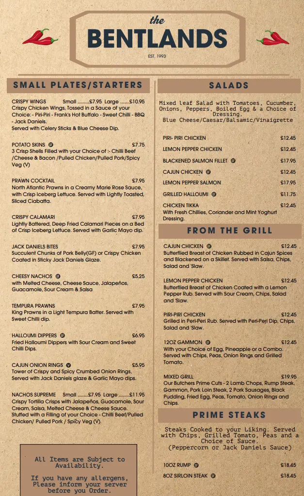 Menu_The Bentlands_Codsall_image_2