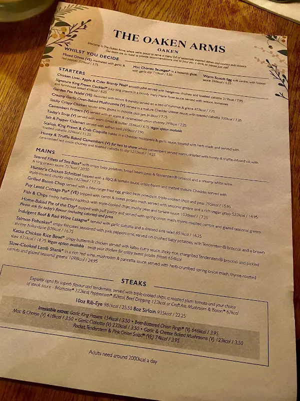 Menu_The Oaken Arms_Codsall_image_1