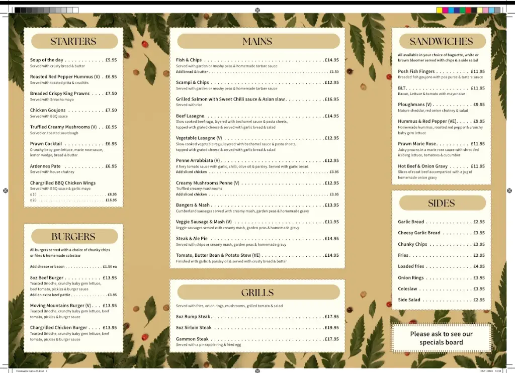 Menu_Cromwell's Collingham_Collingham_imagen_1