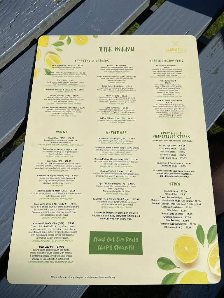 Menu_Cromwell's Collingham_Collingham_imagen_3