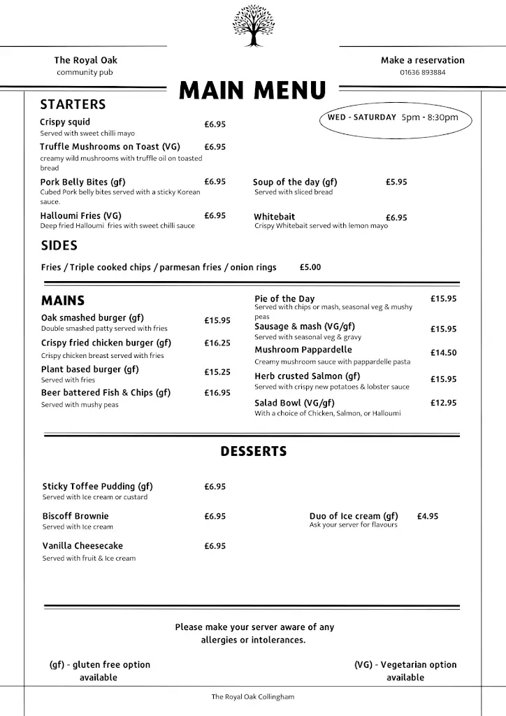Menu_The Royal Oak Collingham Pub & Dining_Collingham_image_1