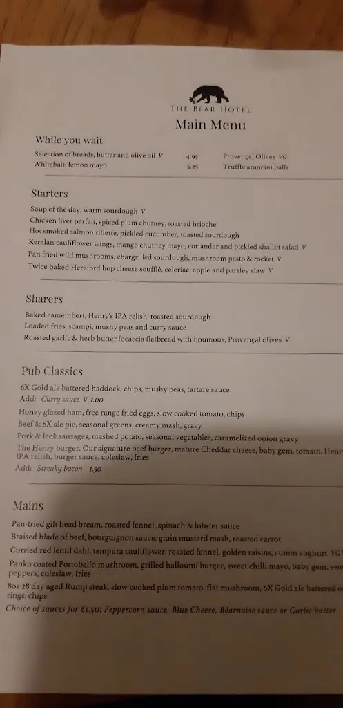 Menu_The Bear Hotel_Collingbourne Kingston_image_4