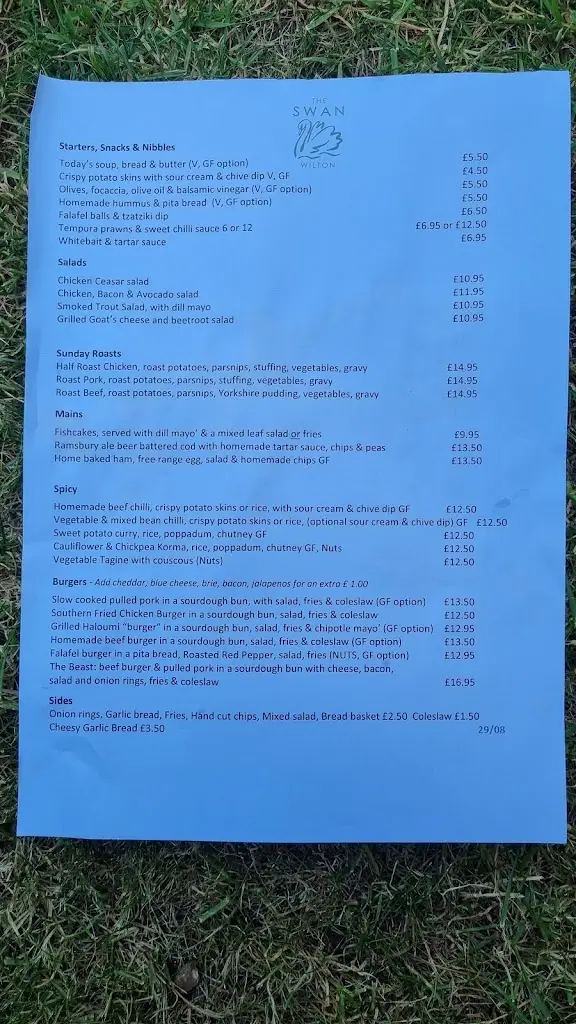 Menu_The Swan_Collingbourne Kingston_image_1