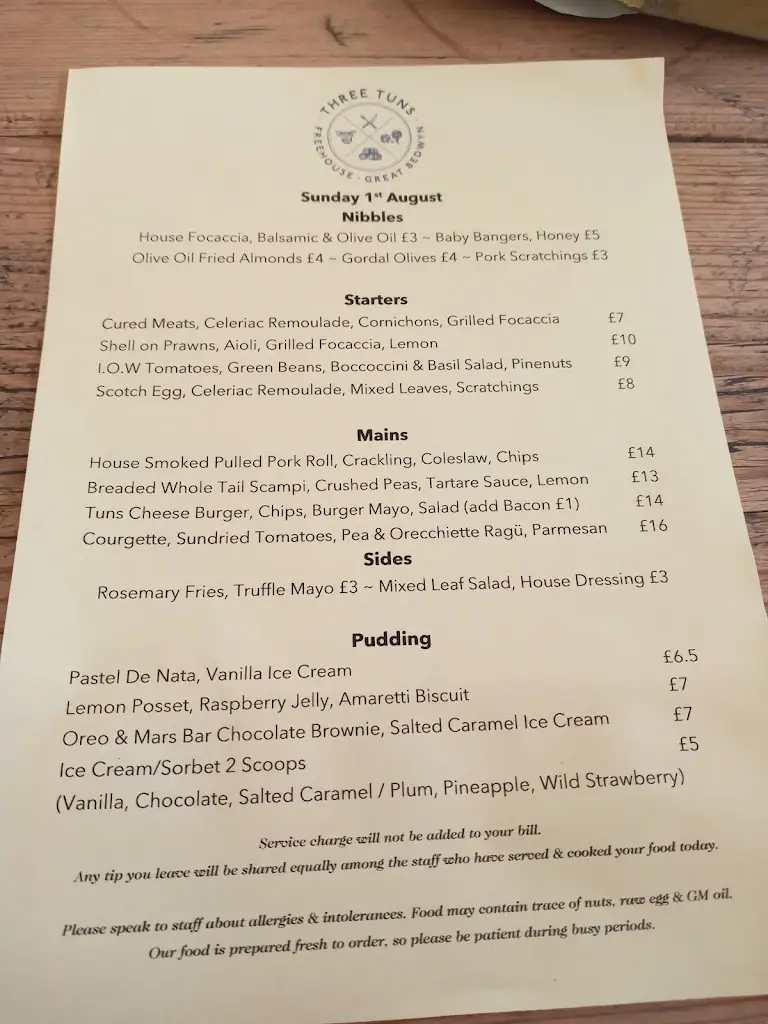 Menu_The Three Tuns, Great Bedwyn_Collingbourne Kingston_image_4
