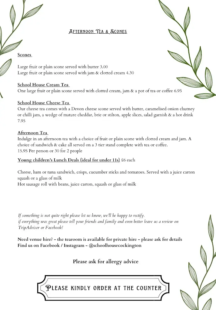 Menu_The School House Tearoom at Cockington_Cockington_image_2
