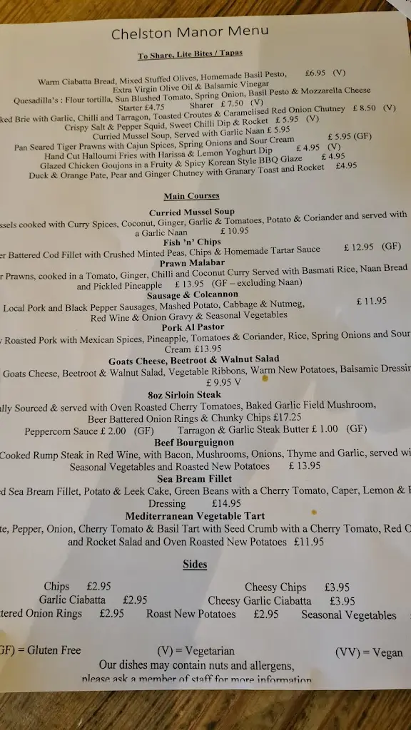Menu_Chelston Manor_Cockington_image_1