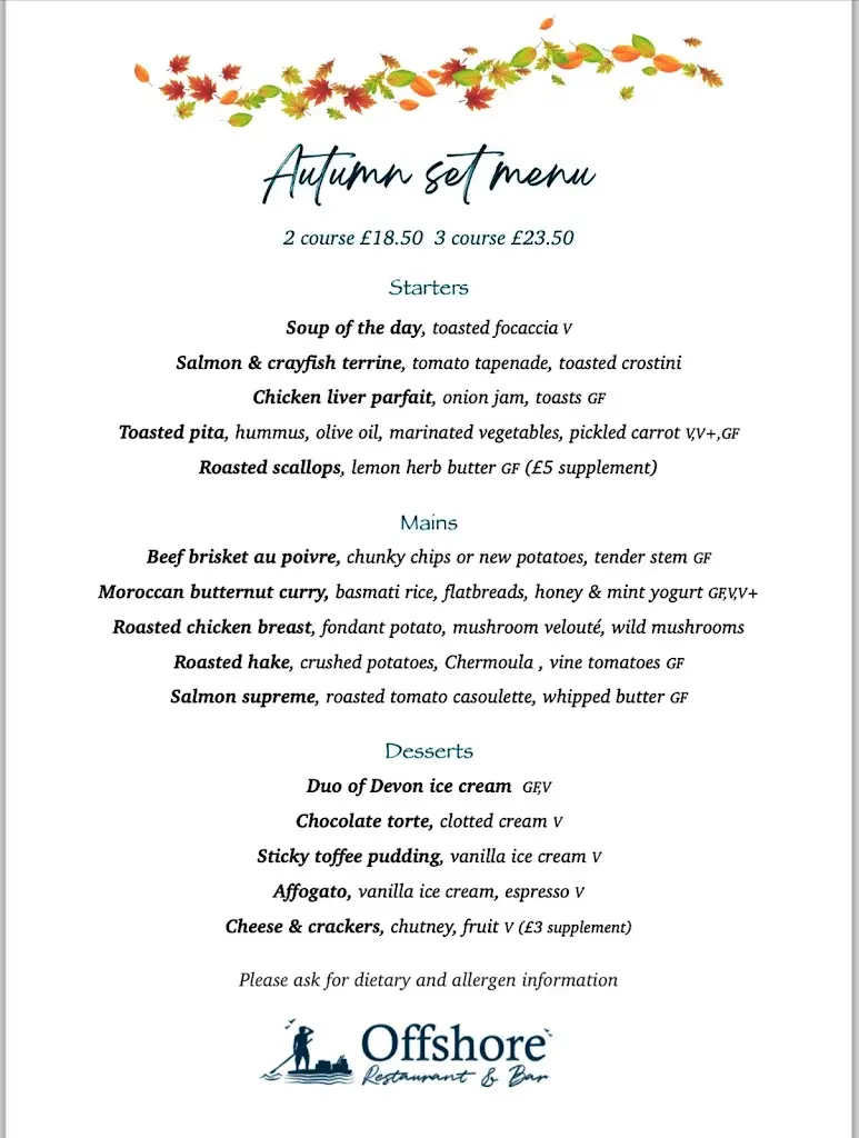 Menu_The Offshore Bar and Restaurant_Cockington_image_4