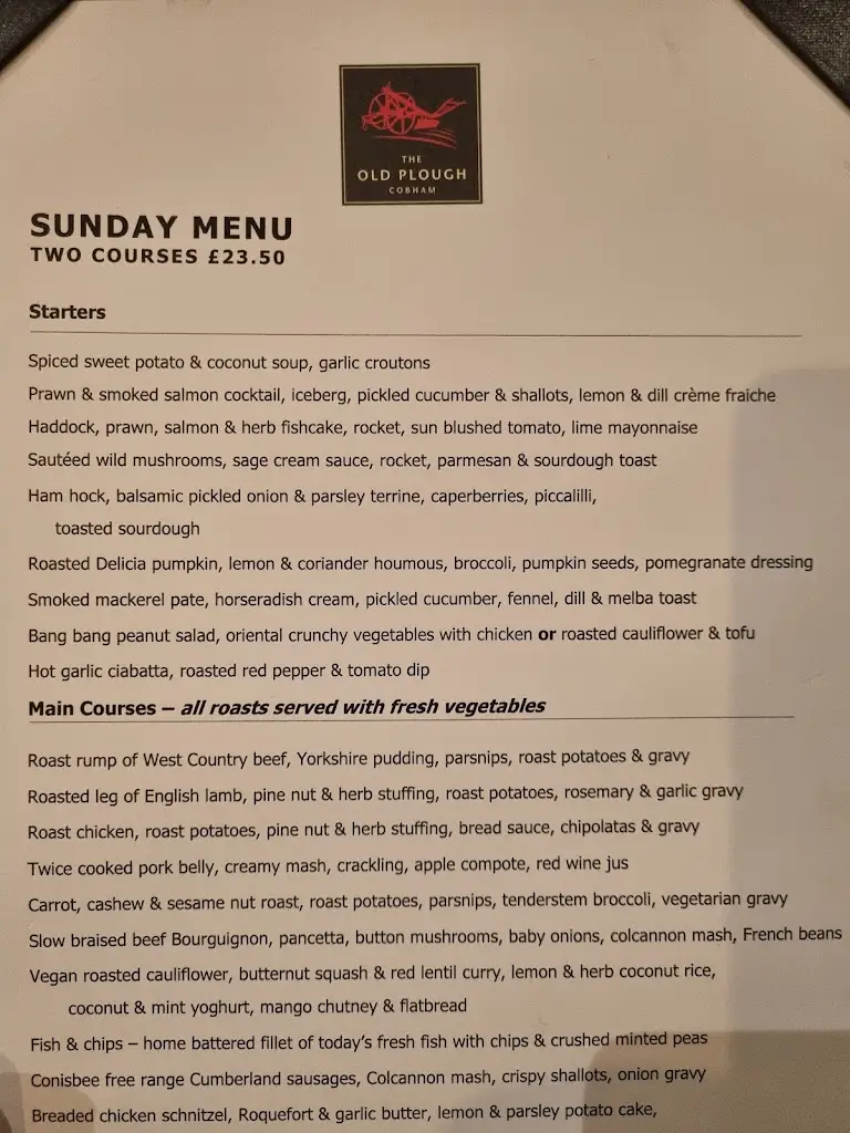 Menu_The Old Plough_Cobham_immagine_3