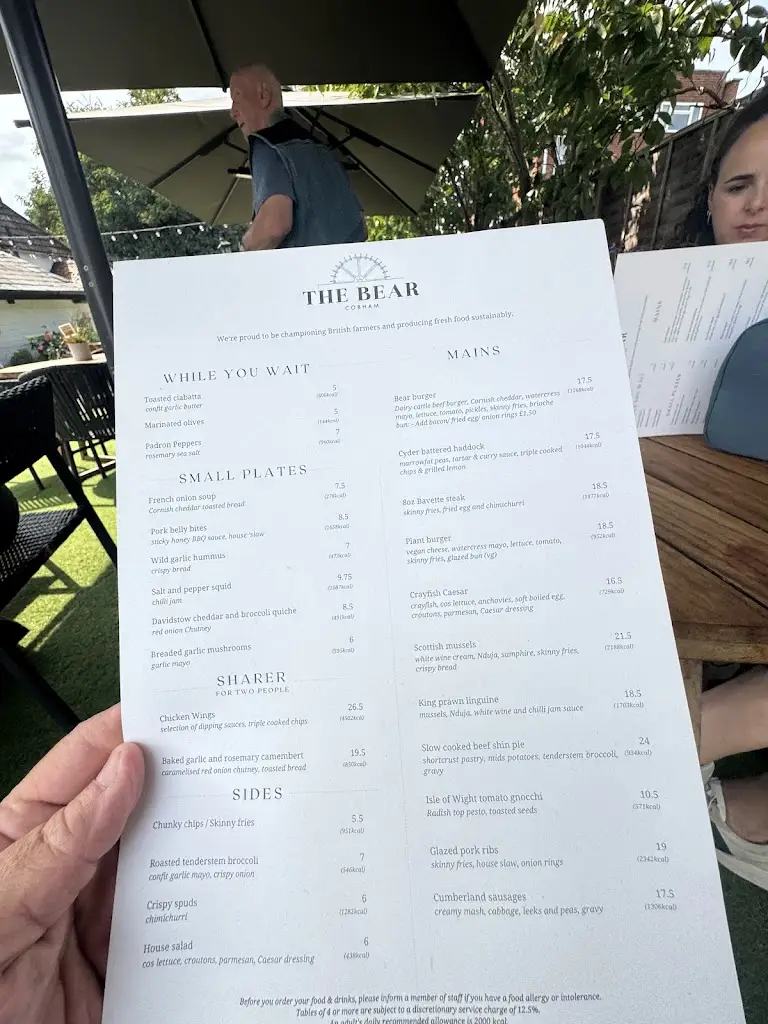 Menu_The Bear_Cobham_image_1