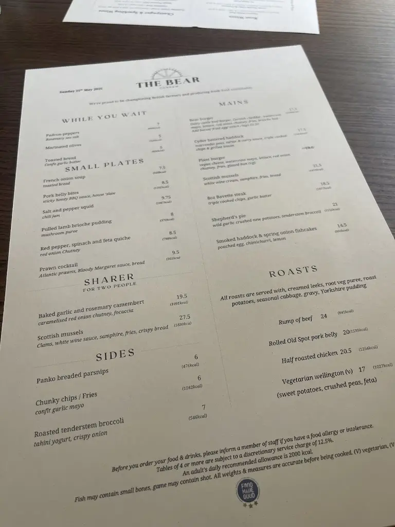Menu_The Bear_Cobham_image_3