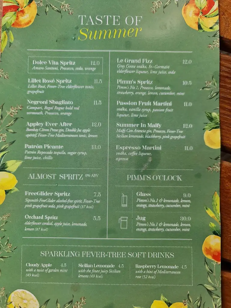 Menu_The Black Swan_Cobham_image_1