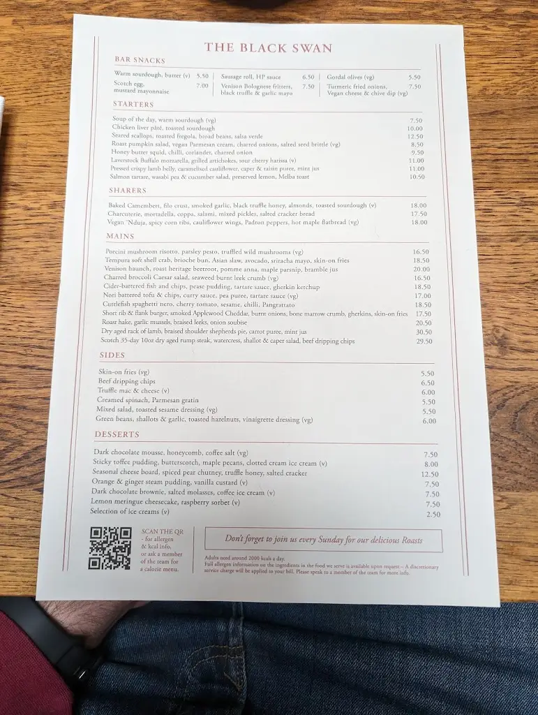 Menu_The Black Swan_Cobham_image_4