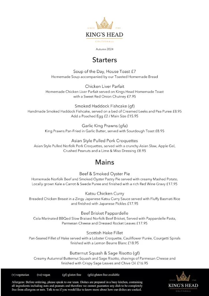 Menu_King's Head Coltishall_Coltishall_image_2