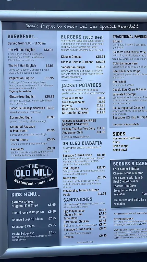 Menu_The Old Mill Restaurant & Cafe_Coltishall_immagine_1