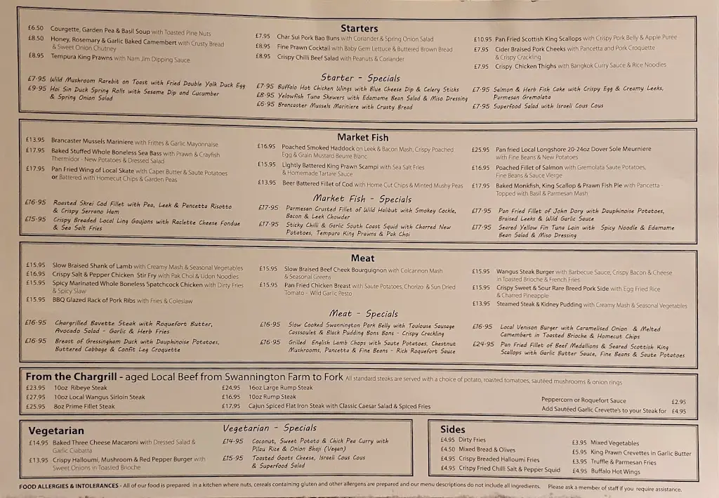 Menu_The Recruiting Sergeant_Coltishall_immagine_1