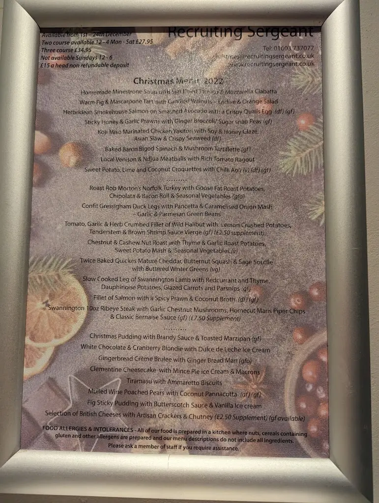 Menu_The Recruiting Sergeant_Coltishall_immagine_3