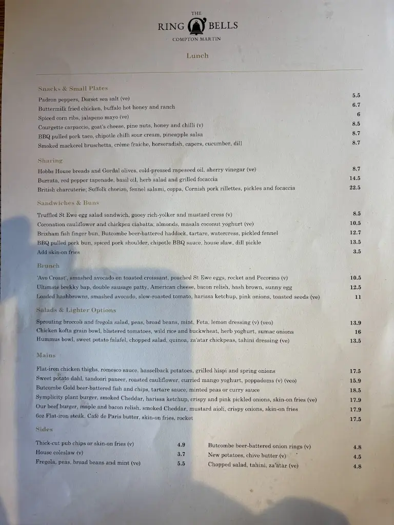 Menu_The Ring O Bells Pub compton martin_Compton Martin_imagen_1