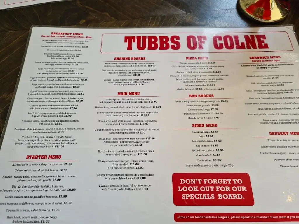 Menu_Tubbs Restaurant and Bar_Colne_image_1