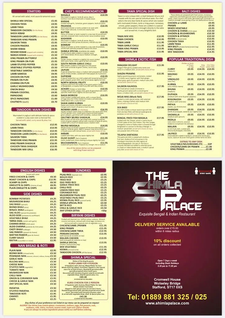 Menu_The Shimla Palace_Colwich_image_2