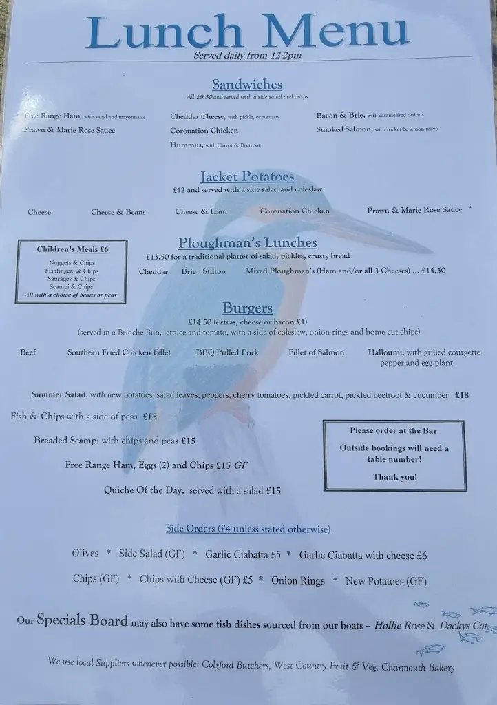 Menu_The Kingfisher Public House_Colyton_image_1