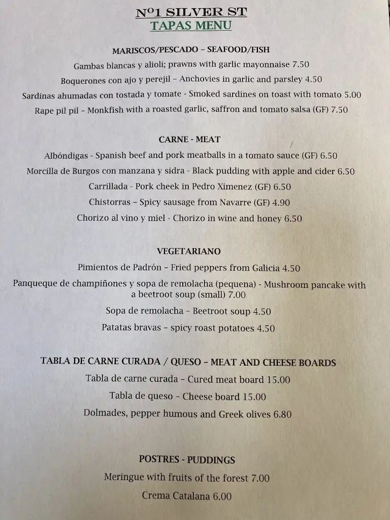 Menu_No.1 Silver St_Colyton_image_1