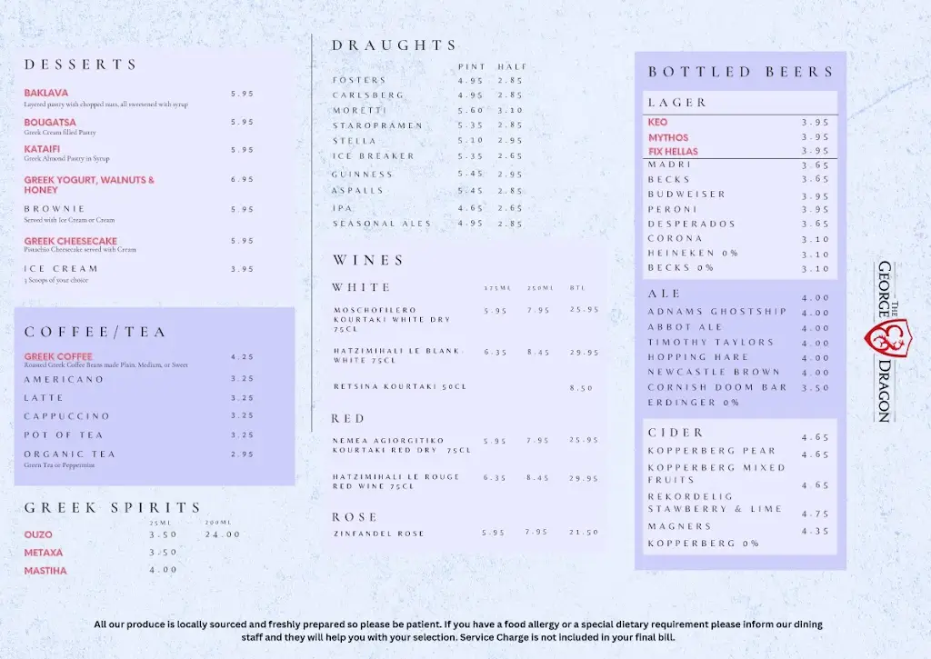 Menu_George and Dragon Hotel_Compton_image_1