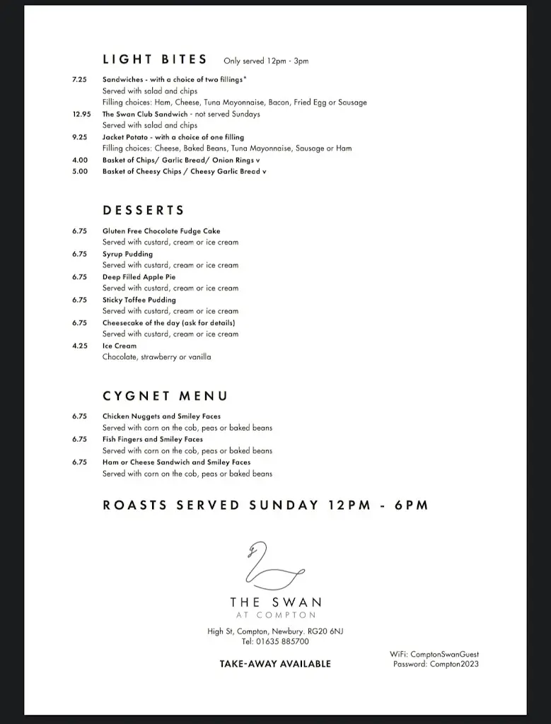 Menu_The Swan at Compton_Compton_image_3