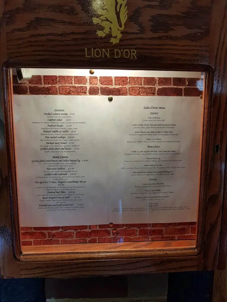 Menu_Lion D'Or_Copthorne_image_2