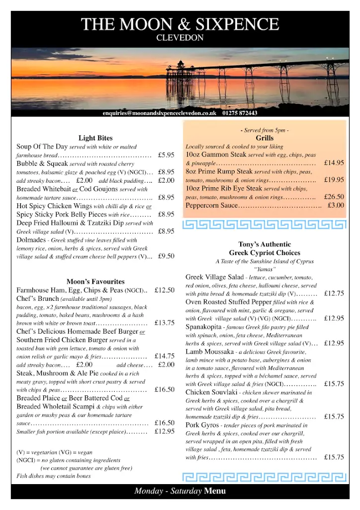 Menu_The Moon & Sixpence_Clevedon_image_1