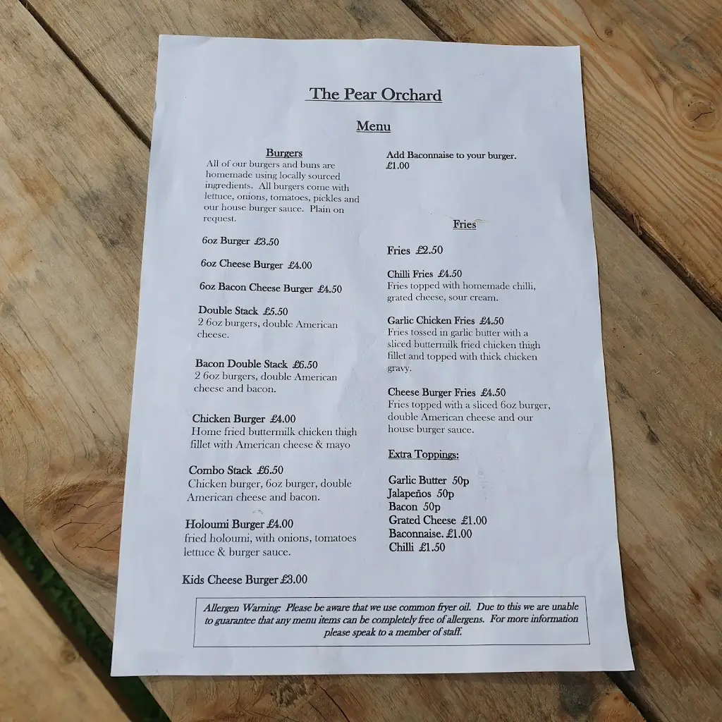 Menü_The Pear Orchard_Clevedon_Bild_4