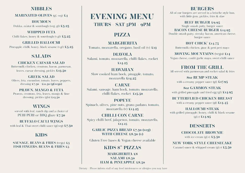 Menu_The Library Clevedon_Clevedon_image_1