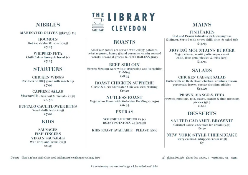 Menu_The Library Clevedon_Clevedon_image_3