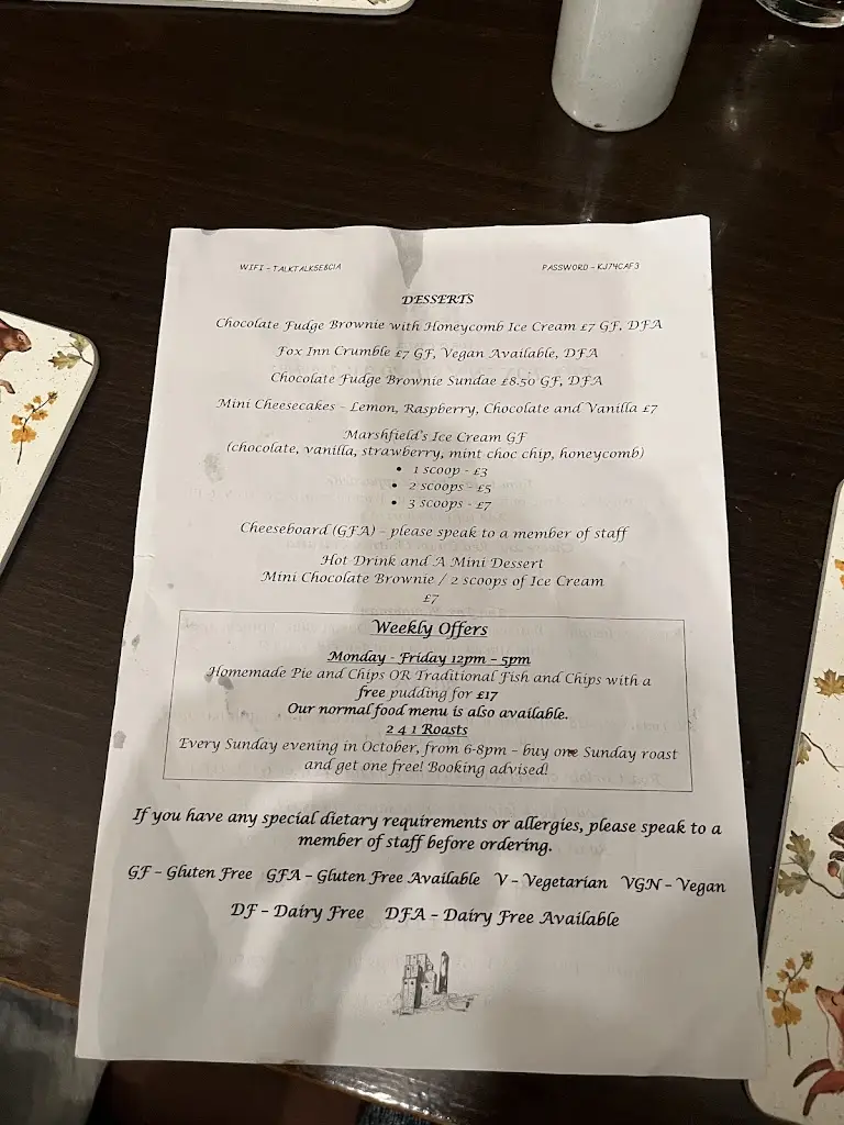 Menu_The Fox Inn_Corfe Castle_image_3