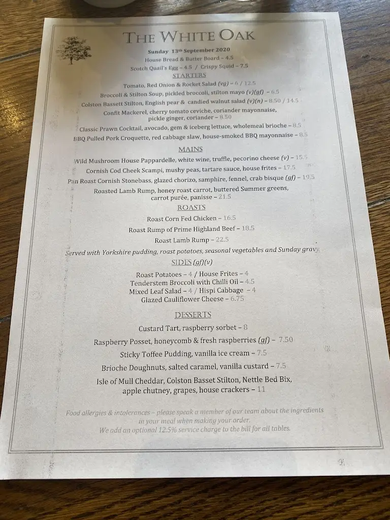 Menu_The White Oak_Cookham_image_4