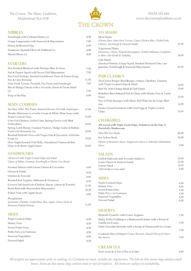 Menu_The Crown of Cookham_Cookham_image_1