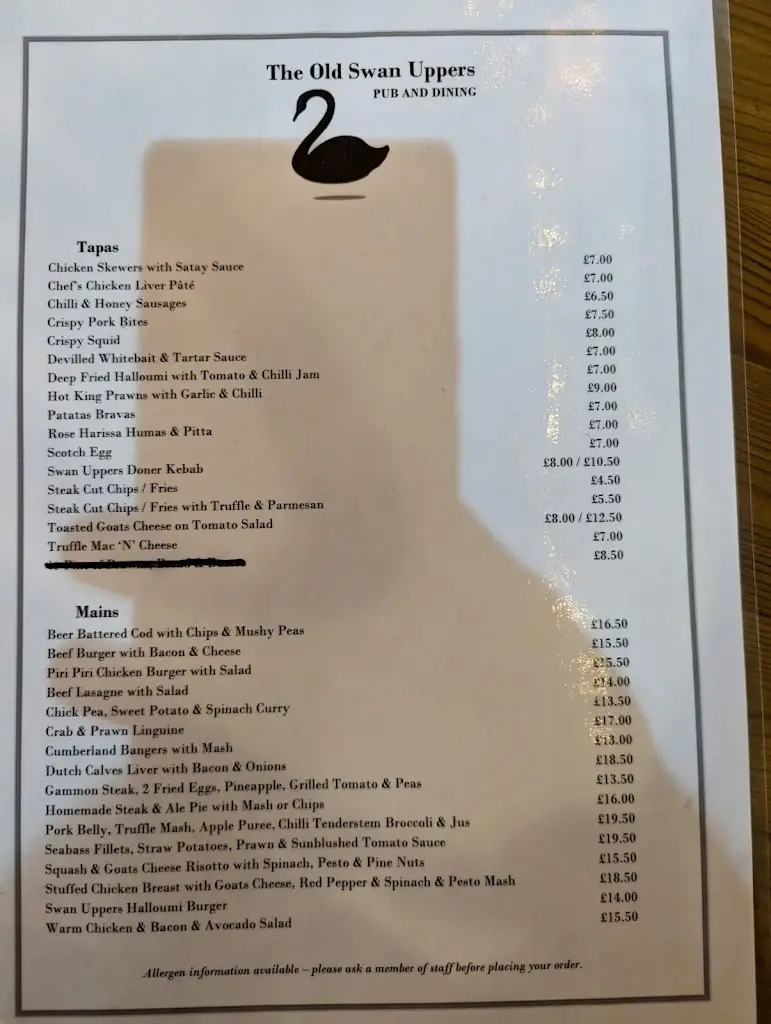 Menu_The Old Swan Uppers_Cookham_image_3