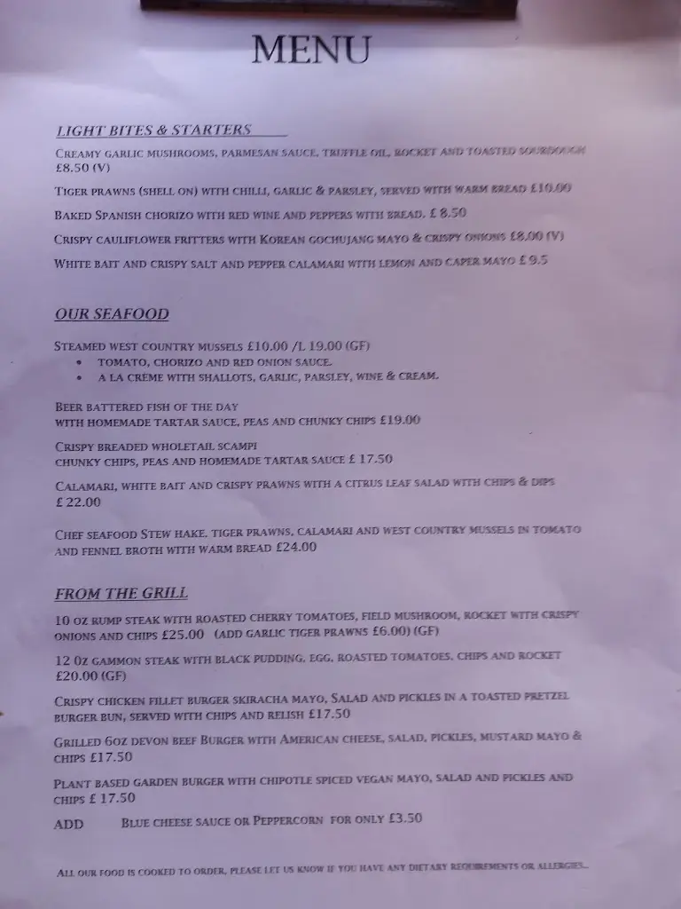 Menu_The Dolphin_Combe Martin_image_2