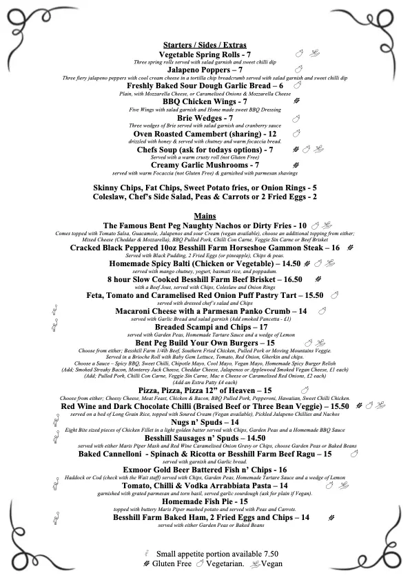 Menu_The Bent Peg_Combe Martin_image_1