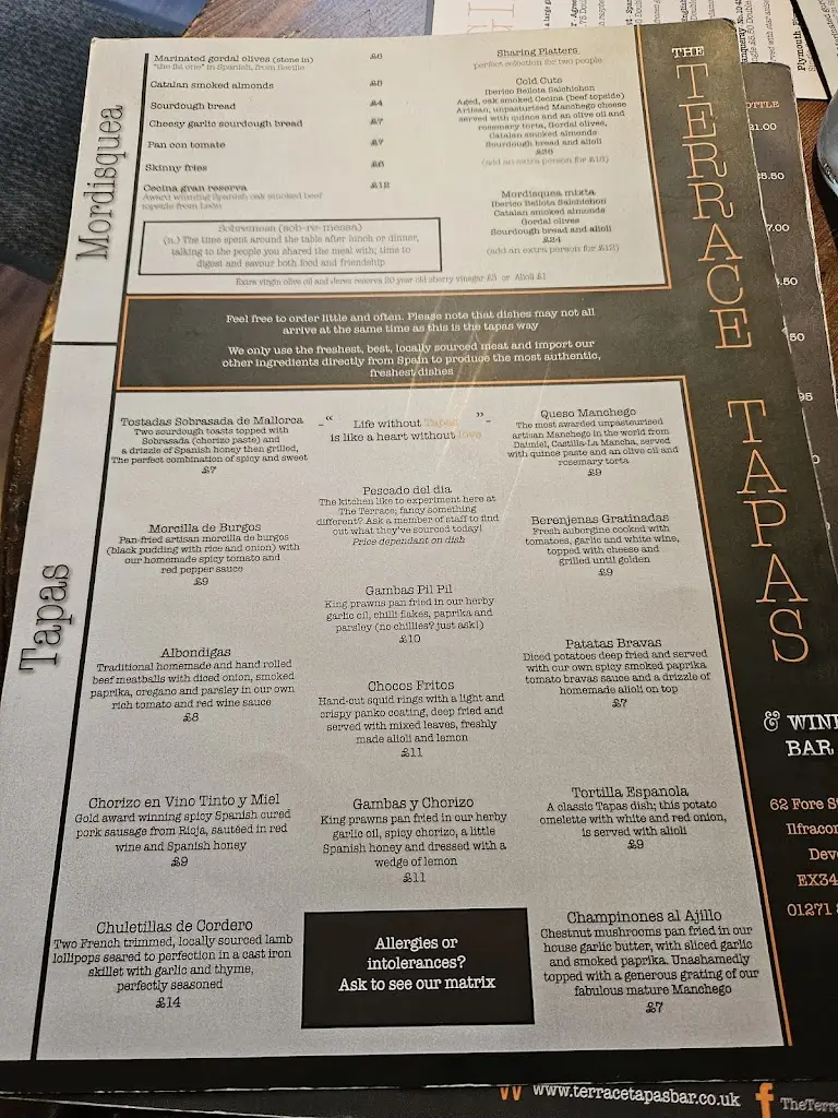 Menu_The Terrace Tapas and Wine Bar_Combe Martin_image_1