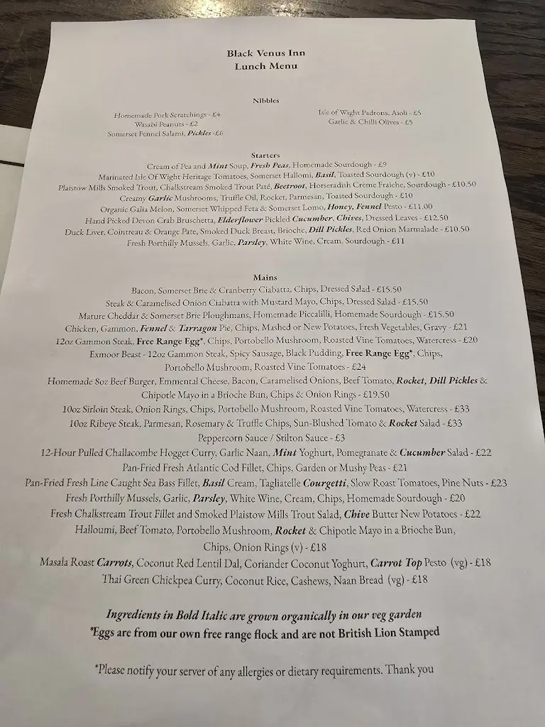 Menu_The Black Venus Inn_Combe Martin_image_1