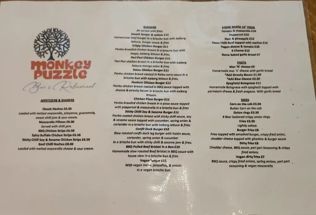 Menu_Monkey Puzzle Restaurant_Combe Martin_image_1
