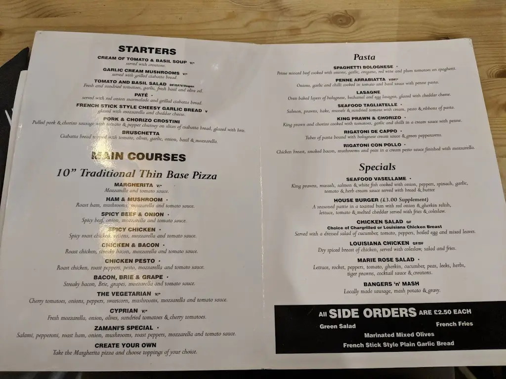 Menu_Zamani's Restaurant_Ashby de la Zouch_image_2