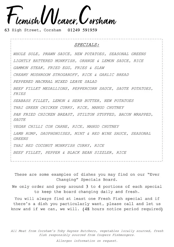 Menu_The Flemish Weaver_Corsham_immagine_3