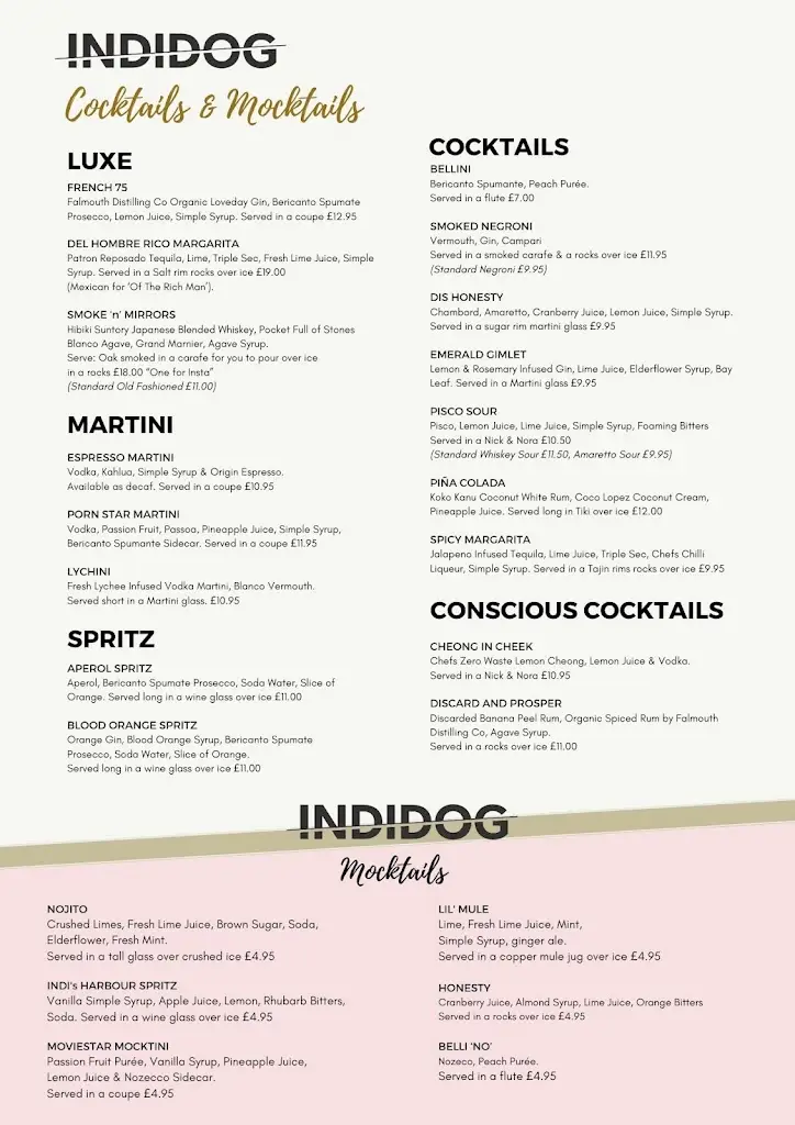 Menu_INDIDOG Harbourside Restaurant_Cornwall_immagine_3
