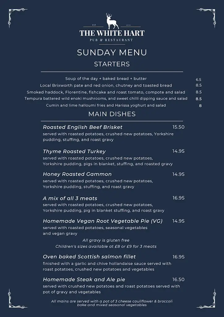 Menu_The White Hart - Corby_Corby_image_1