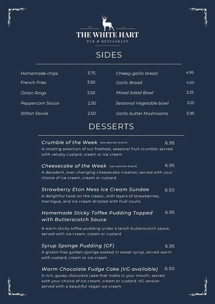 Menu_The White Hart - Corby_Corby_image_2