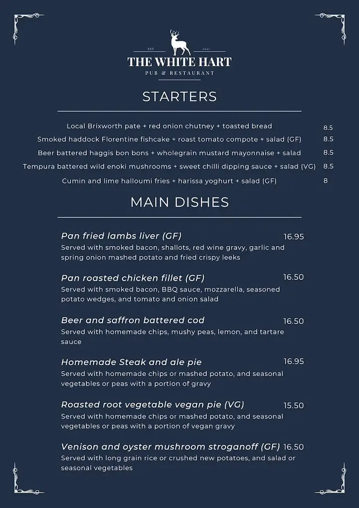 Menu_The White Hart - Corby_Corby_image_3